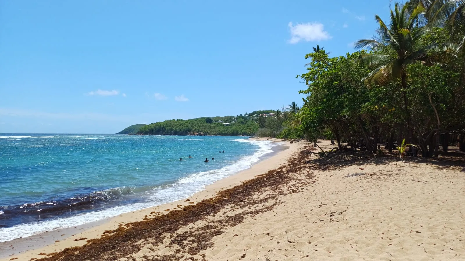 La plage d'Anse l'Étang, sable doré.